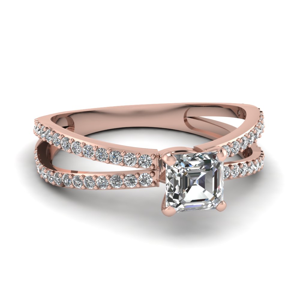 Split Shank Asscher Diamond Engagement Rings