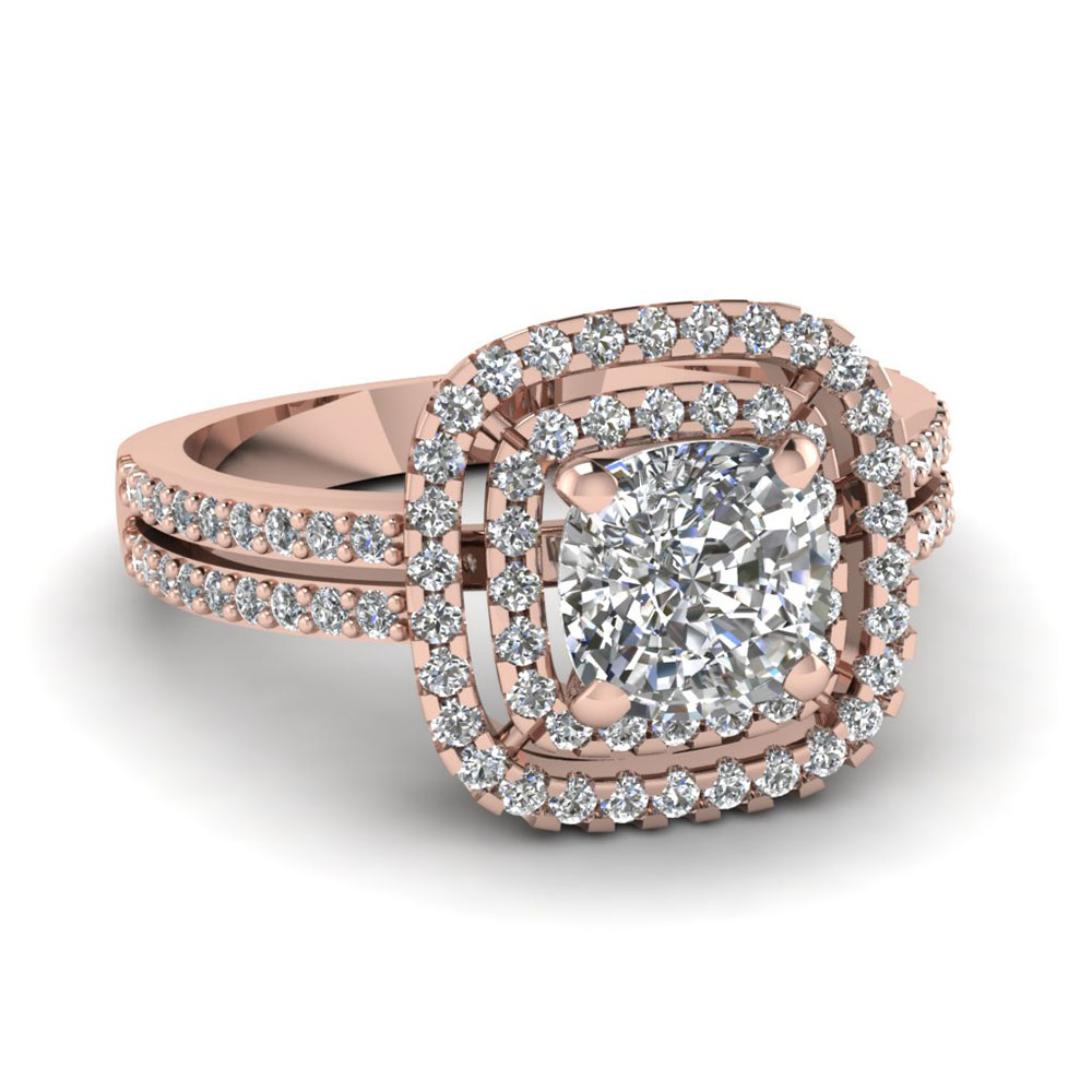 Rose Gold Round White Diamond Engagement Wedding Ring In ...