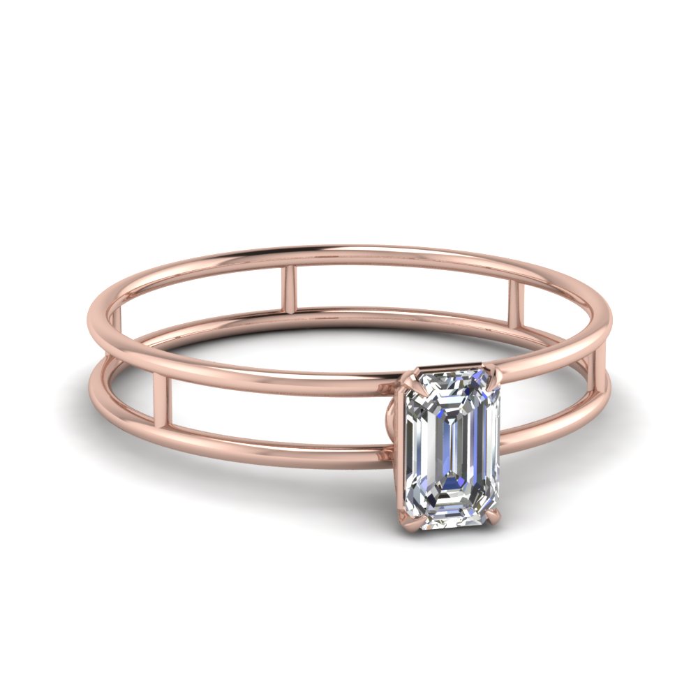 Rose Gold Emerald Cut Solitaire Rings