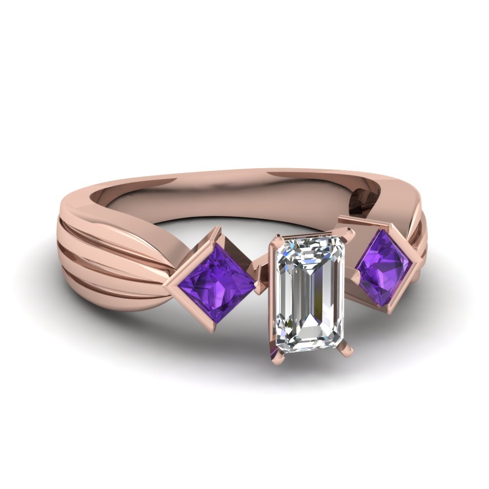 3 Stone Emerald Cut Engagement Ring