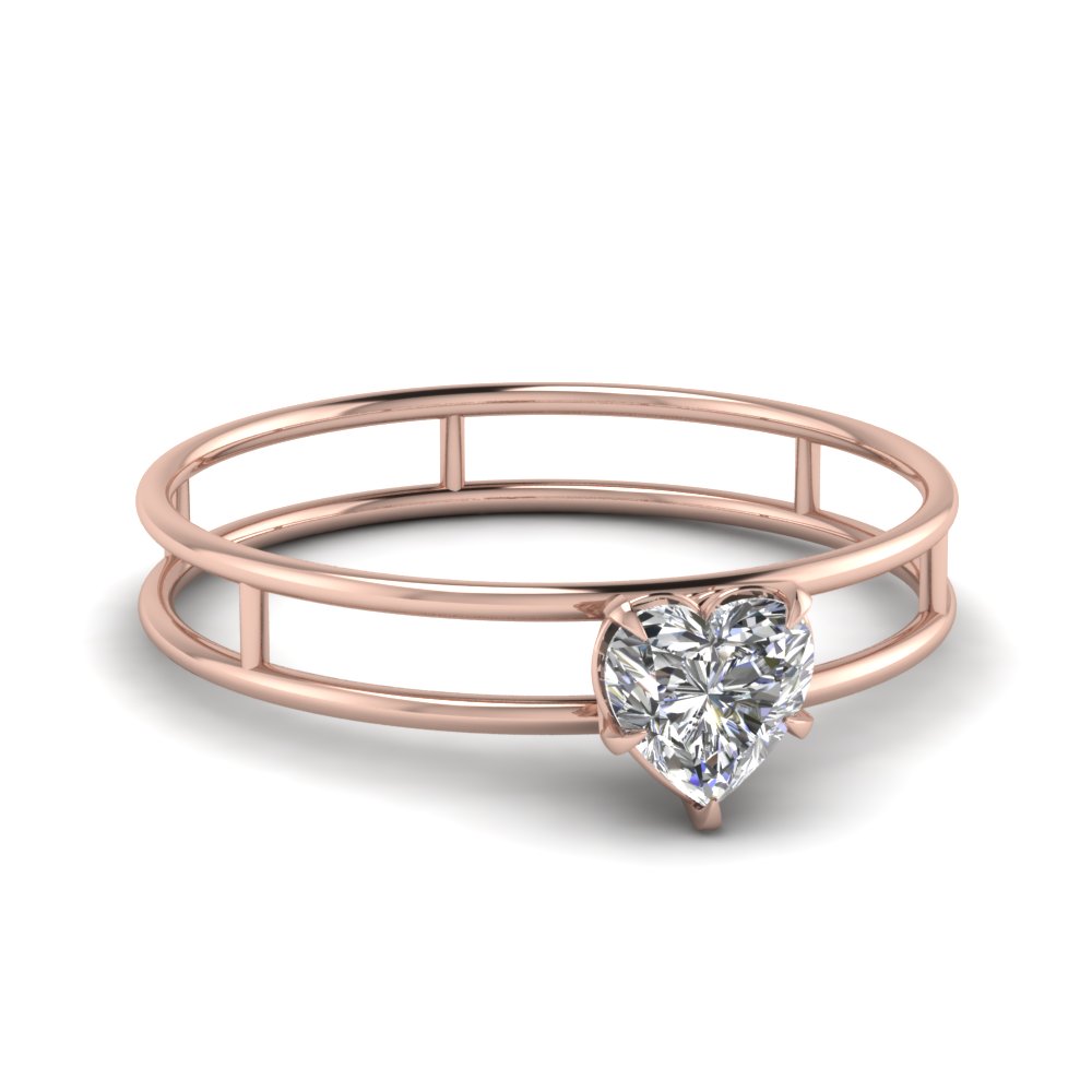 Split Solitaire Heart Diamond Ring
