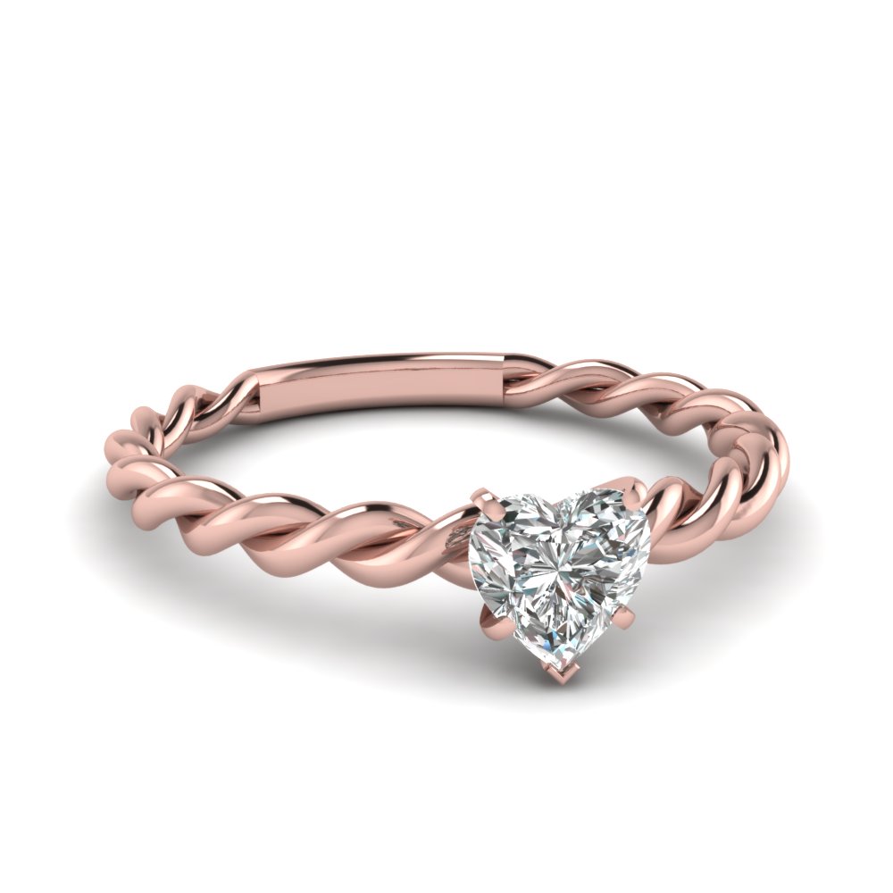 Rose Gold Heart Cut Solitaire Diamond Rings