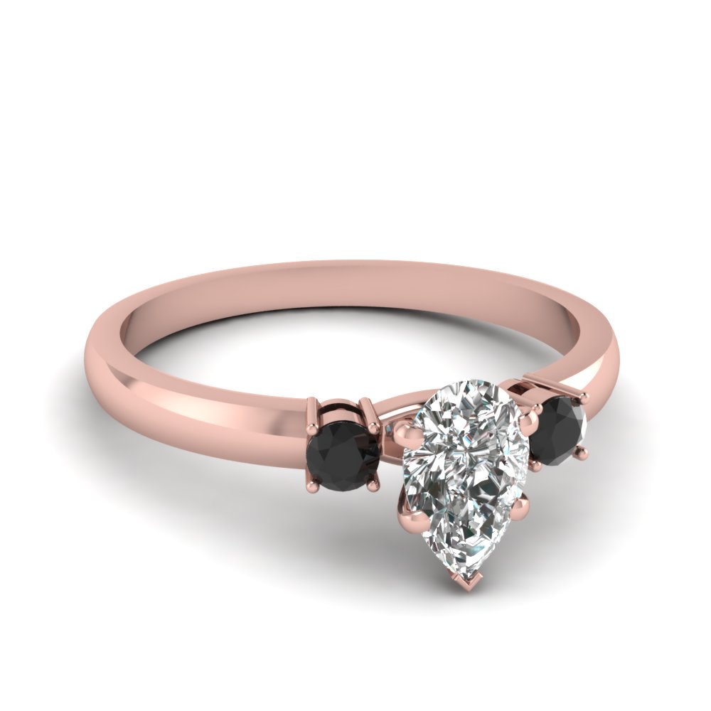 Rose Gold Pear Cut Black Diamond Ring