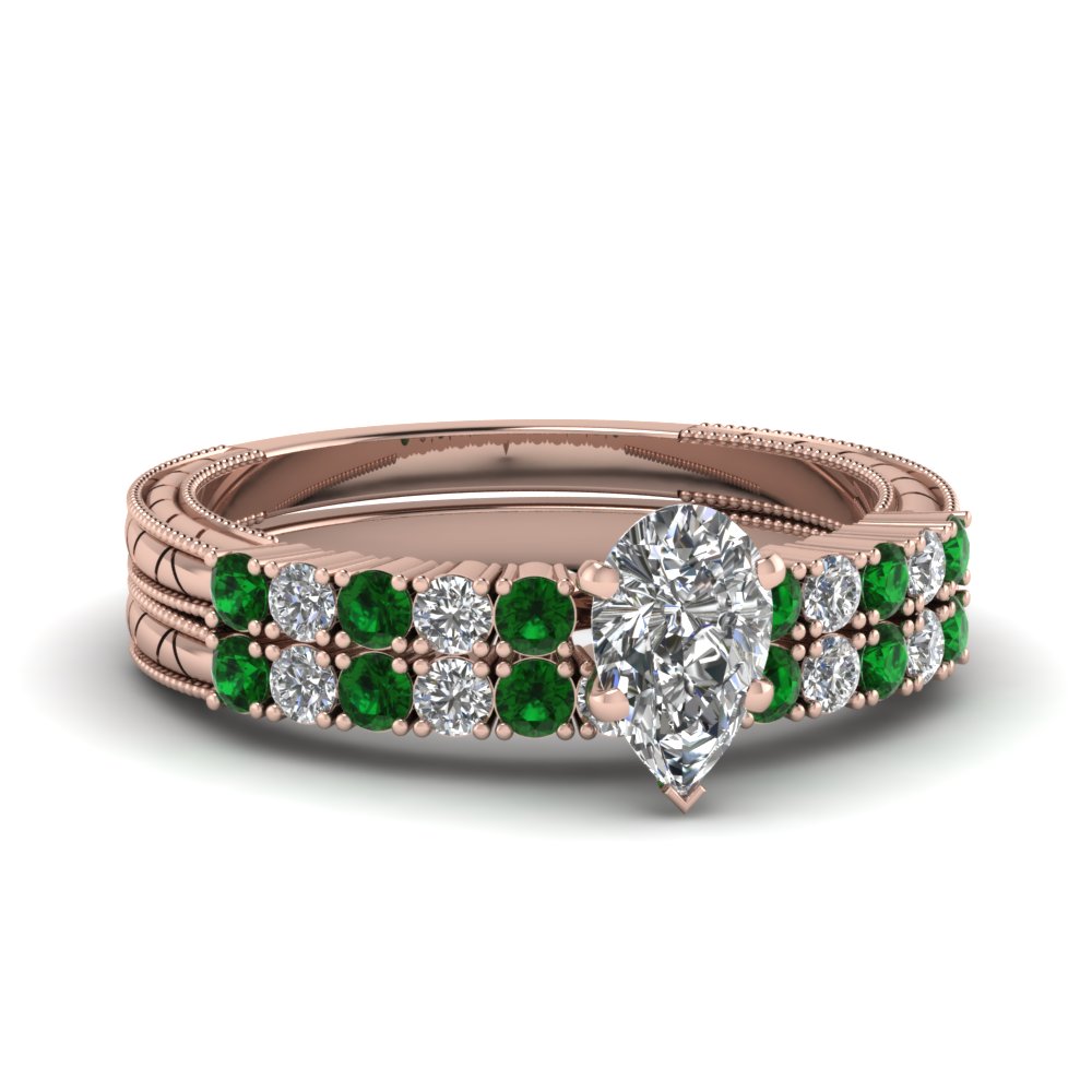 Pear Shape Diamond Wedding Ring Set