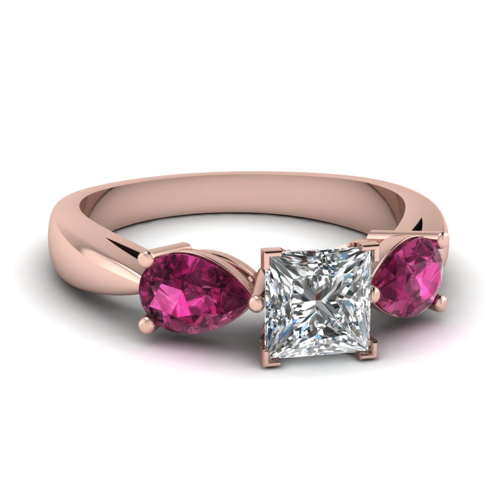Princess Cut Pink Sapphire Rings