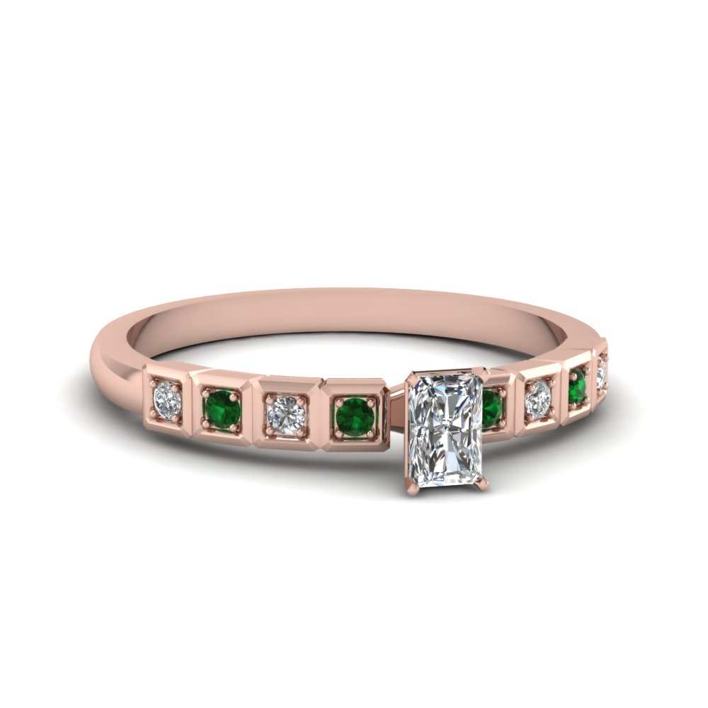 Pave Set Emerald Petite Rings