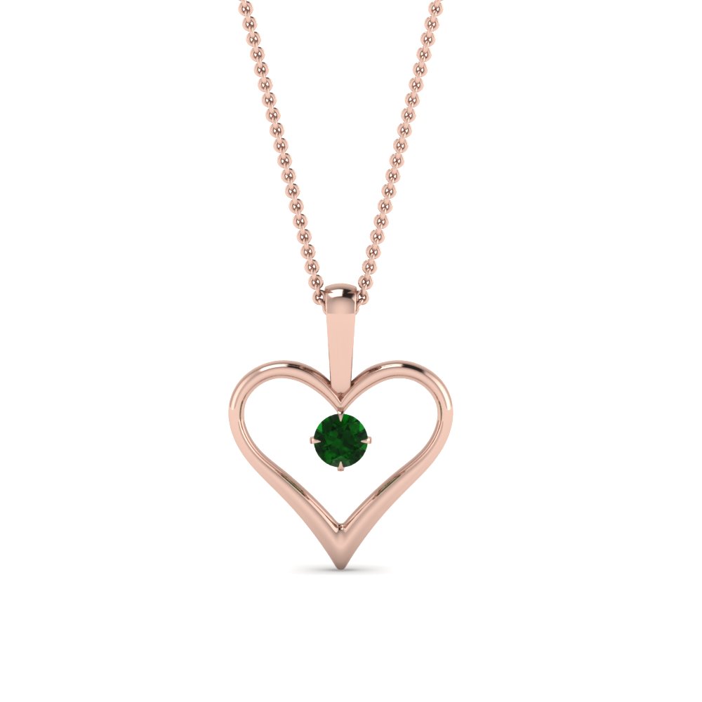 open heart emerald solitaire drop pendant in FDPD60961GEMGR NL RG