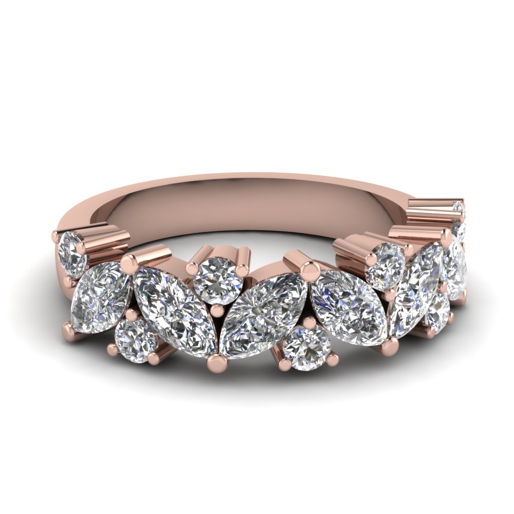 Marquise Diamond Wedding Ring In 14K Rose Gold | Fascinating Diamonds