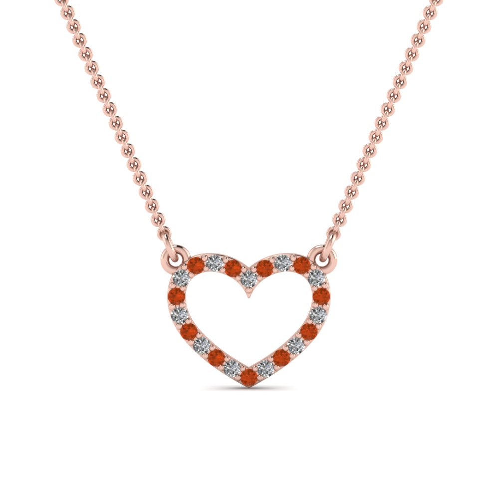 open heart diamond and orange sapphire pendant in FDPD66415GSAOR NL RG