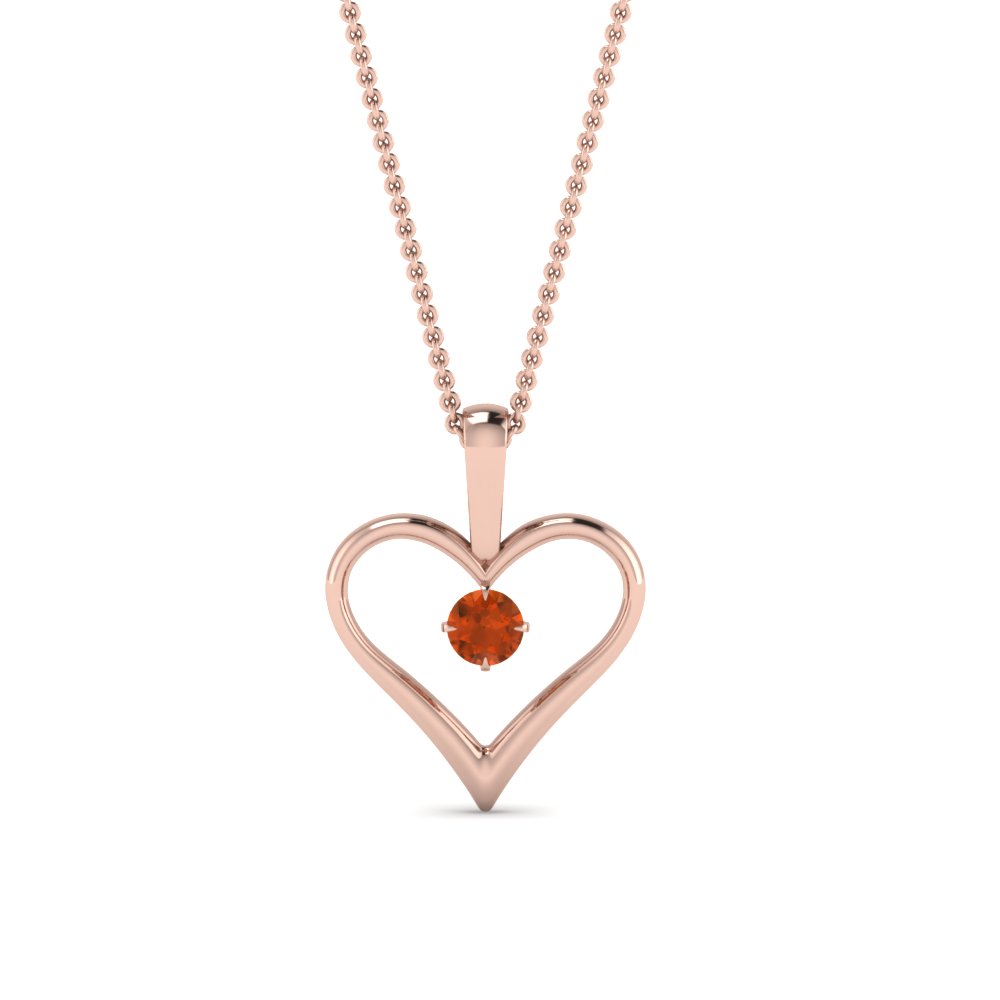 open heart orange sapphire solitaire drop pendant in FDPD60961GSAOR NL RG