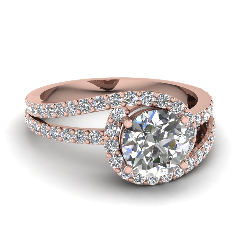 2 Carat Morganite and Diamond Halo Bridal Ring Set on 10k ...