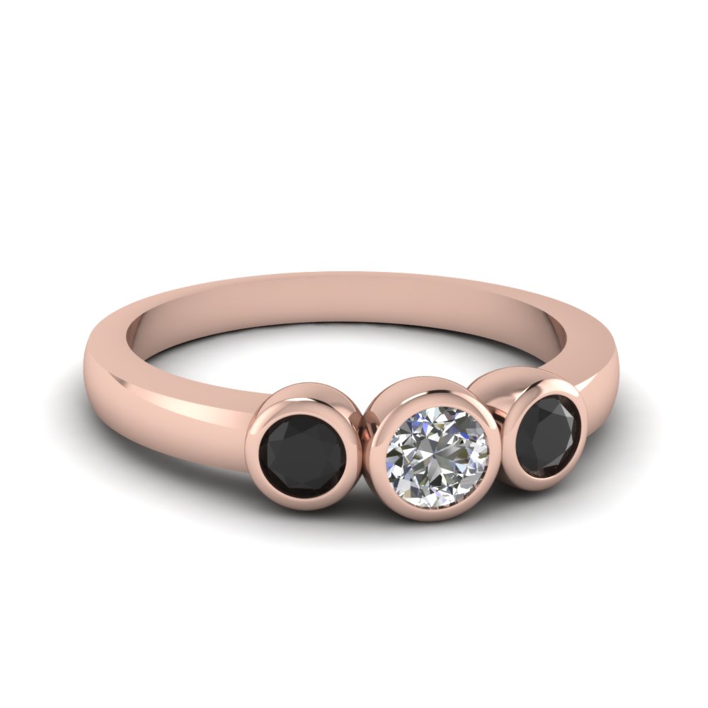 3 Stone Black Diamond Wedding Rings