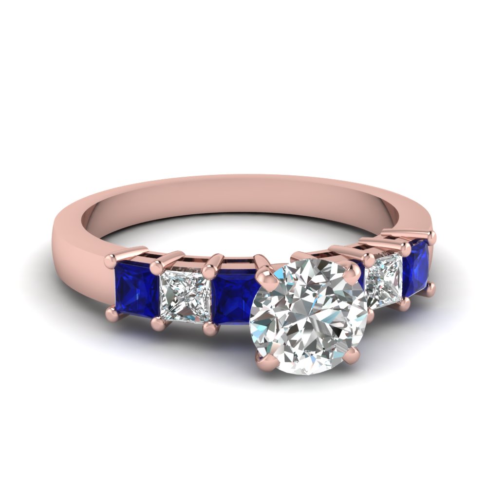 Round Diamond & Sapphire Ring