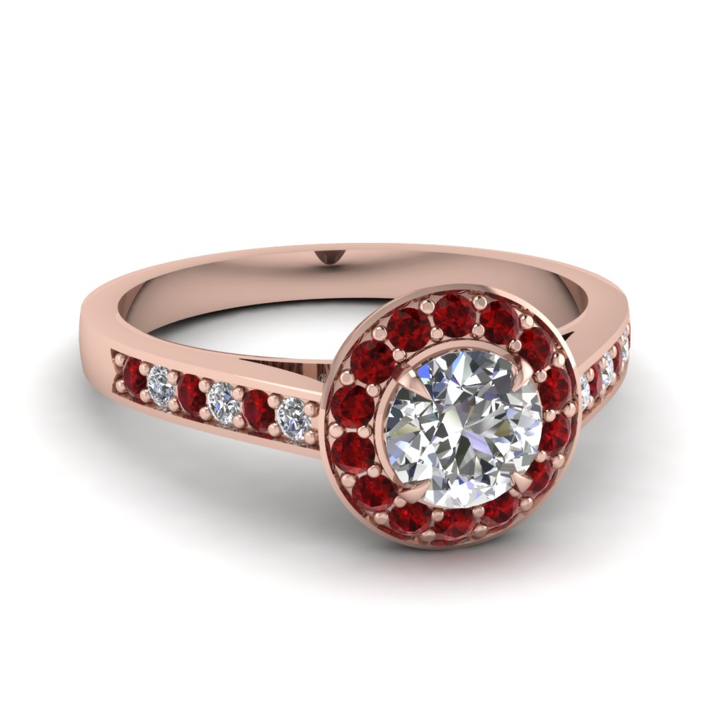 Cathedral Pave Halo Diamond Engagement Ring With Ruby In 14k Rose Cathedral Pave Halo Diamond Engagement Ring With Ruby In Fd1024rorgrudr Nl Rg