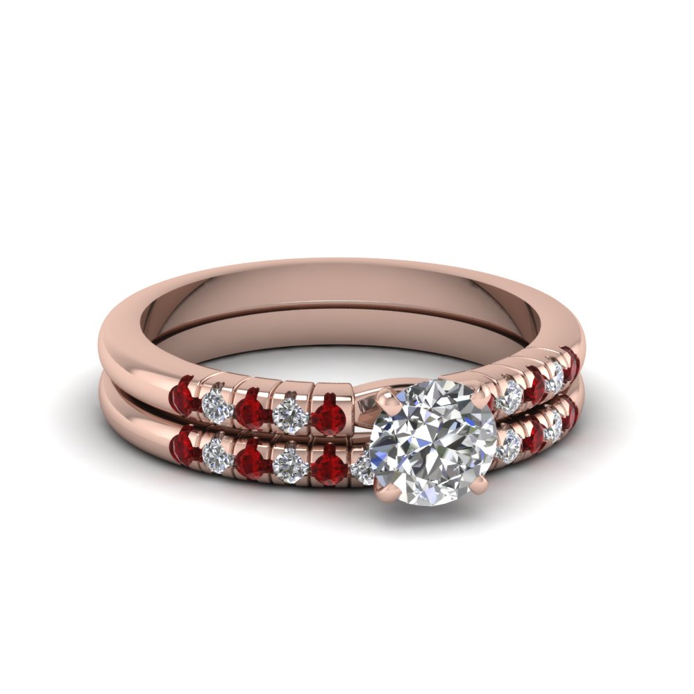Petite Ruby Bridal Ring Set