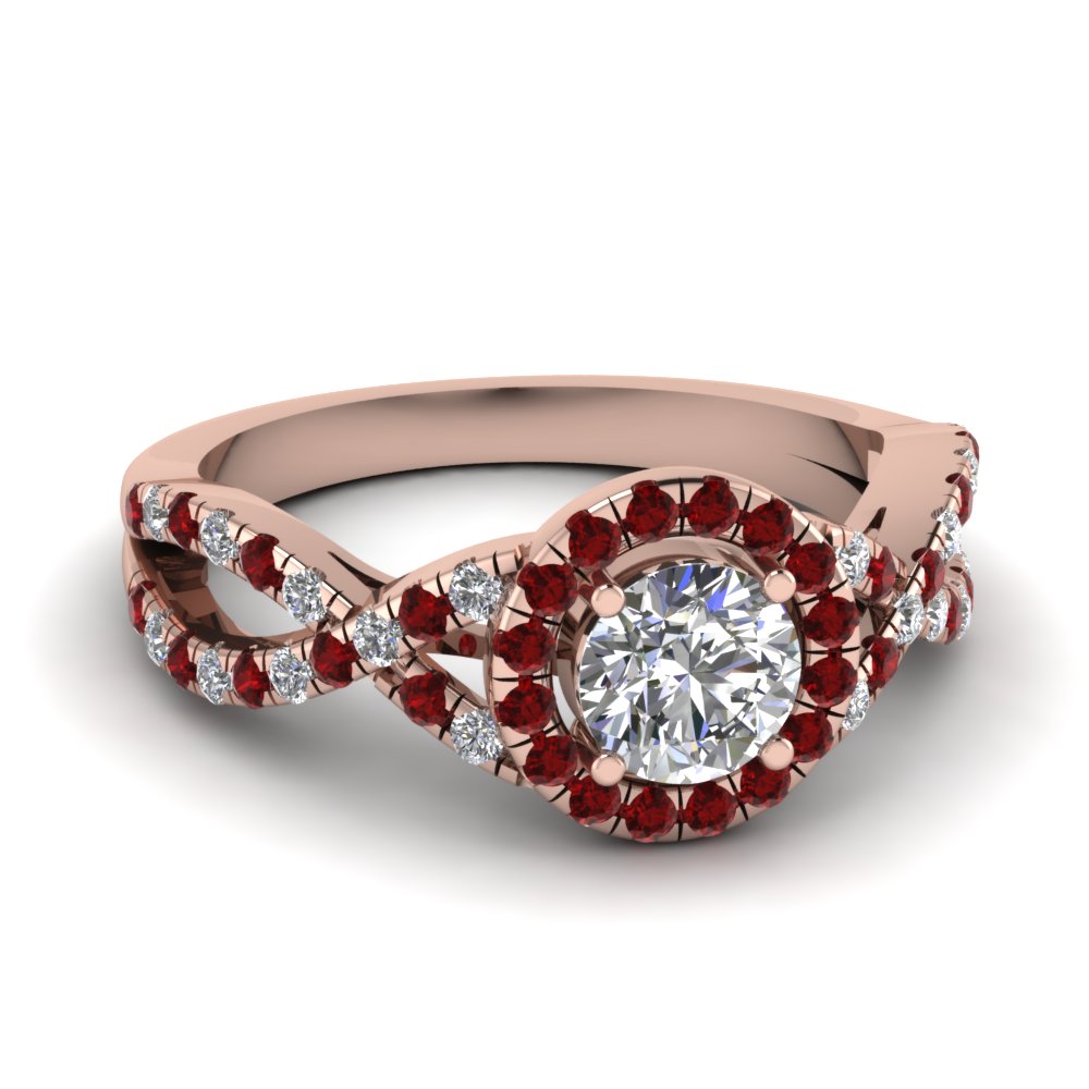 Entwined Halo Ruby Diamond Ring