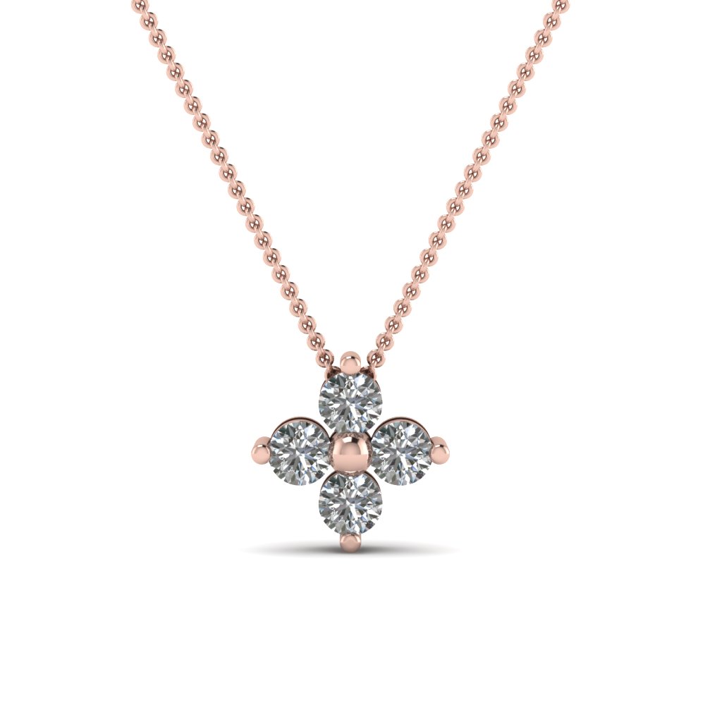 Four Petal Diamond Pendant In 14K Rose Gold | Fascinating Diamonds