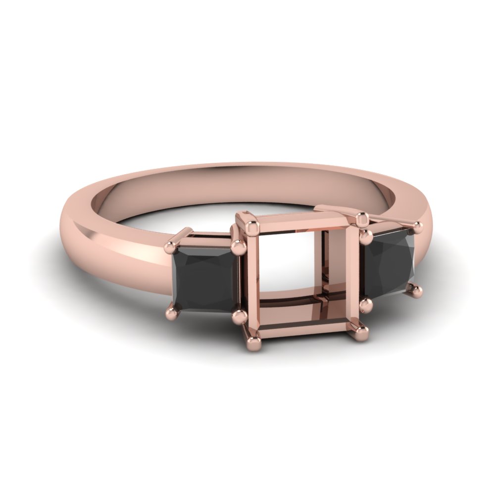 semi mount 3 stone engagement ring with black diamond in FDENR2375SMRGblack diamond NL RG