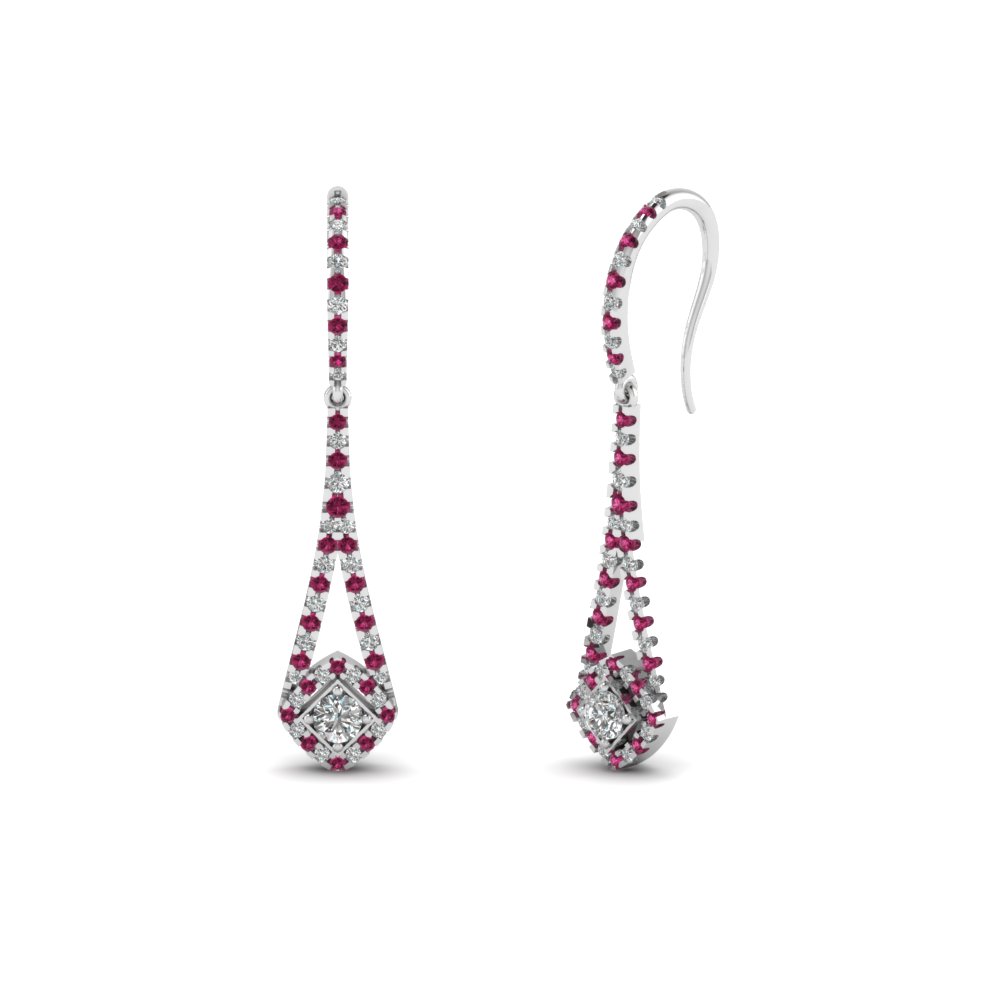 Pink Sapphire 14k White Gold Dangle Earrings