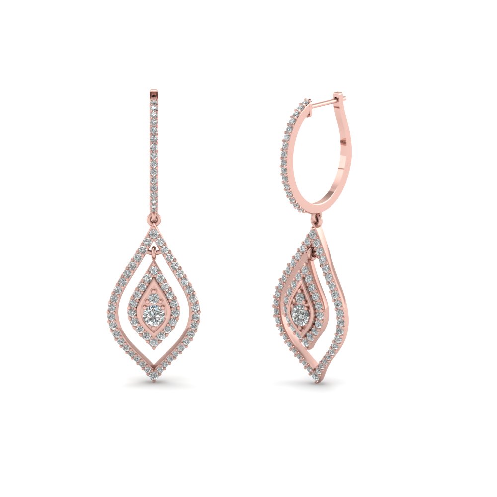 Diamond Hoop Drop Earring In 18k Rose Gold Fascinating Diamonds Diamond Hoop Drop Earring In Fdear68237 Nl Rg