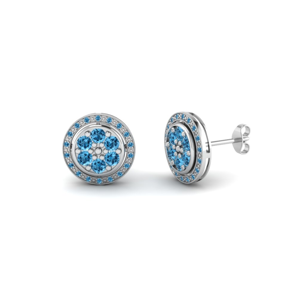 Round Cut Ice Blue Topaz Stud Earrings In 14k White Gold Round Cut Ice Blue Topaz Stud Earrings In
