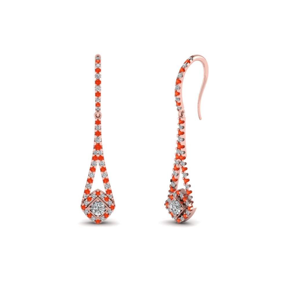 Diamond Earring With Orange Topaz
