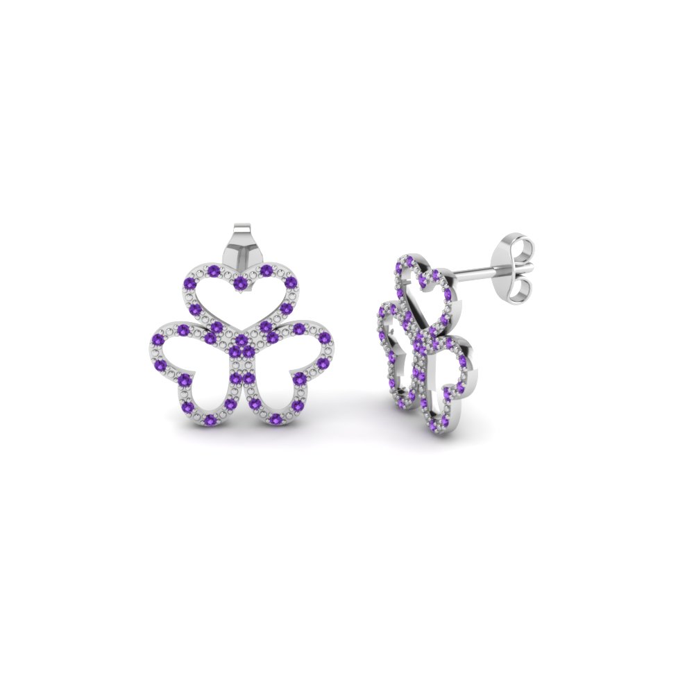 3 heart design purple topaz earring in sterling silver FDEAR1117GVITO NL WG