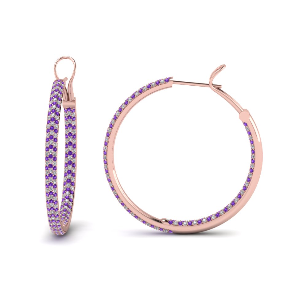 Purple Topaz Hoop Earrings