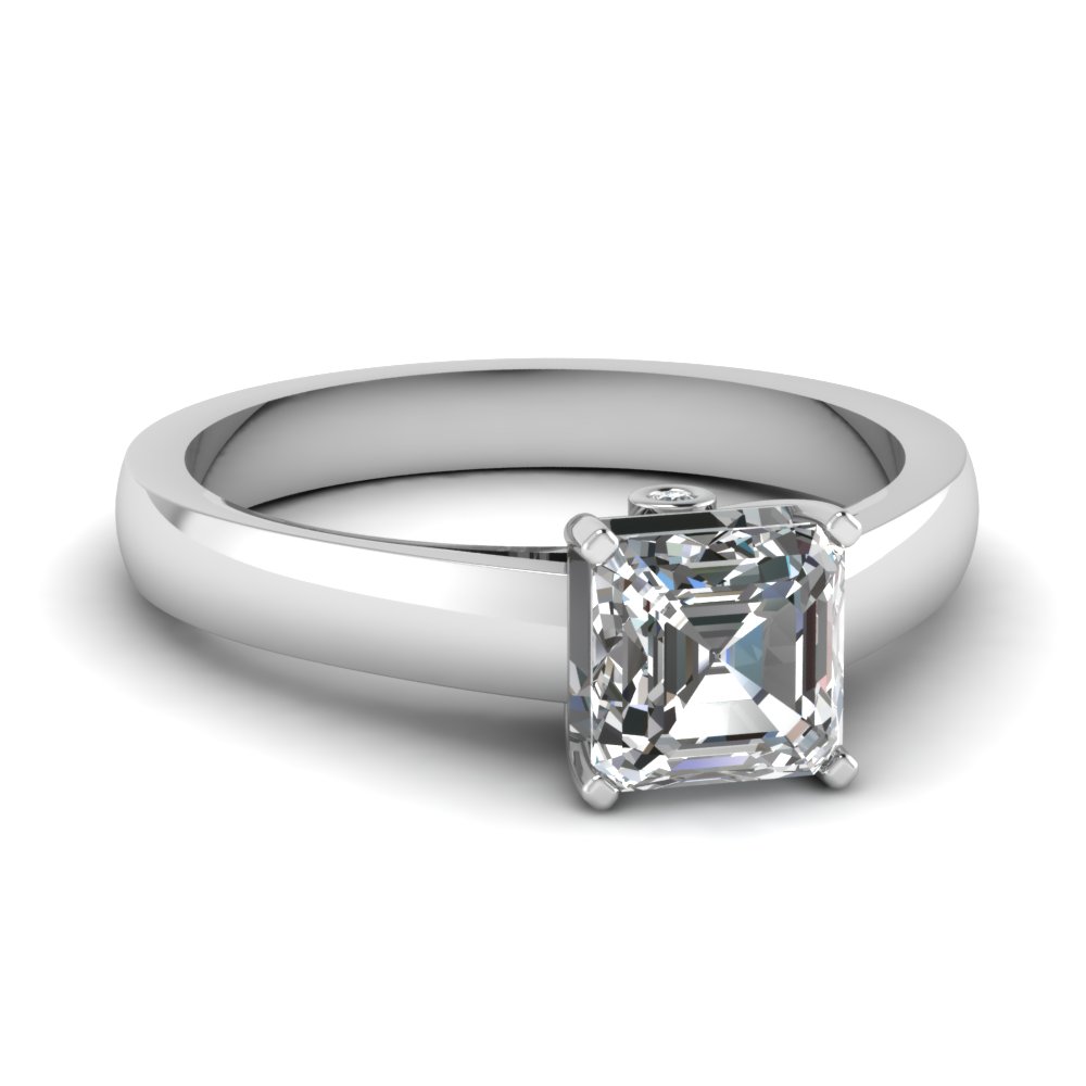 Bezel Set 14k White Gold 3 Stone Engagement Rings