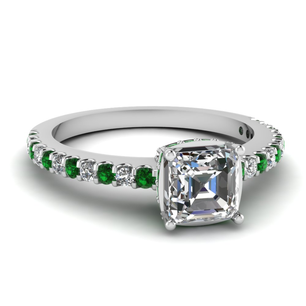 Asscher Cut Crown Engagement Ring