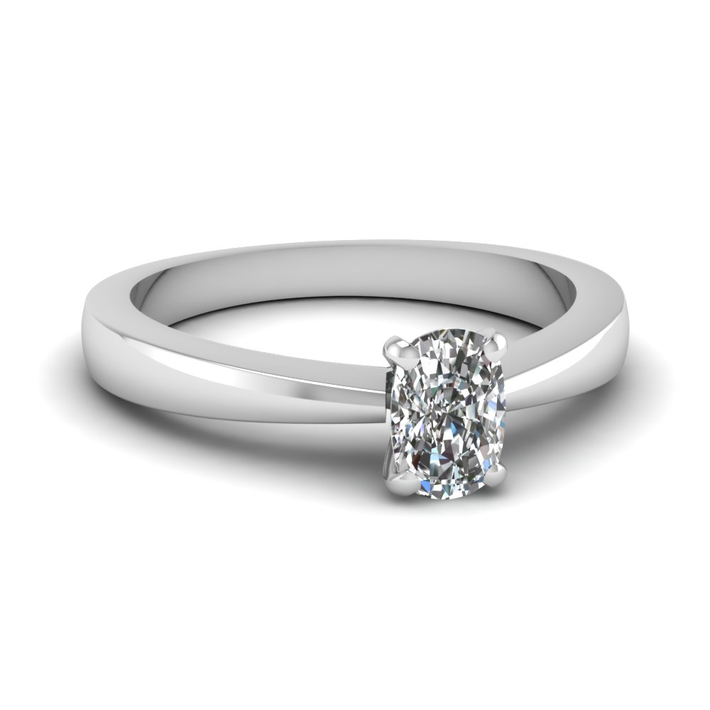 Tapered Traditional Solitaire Cushion Cut Engagement Ring In 950 ...