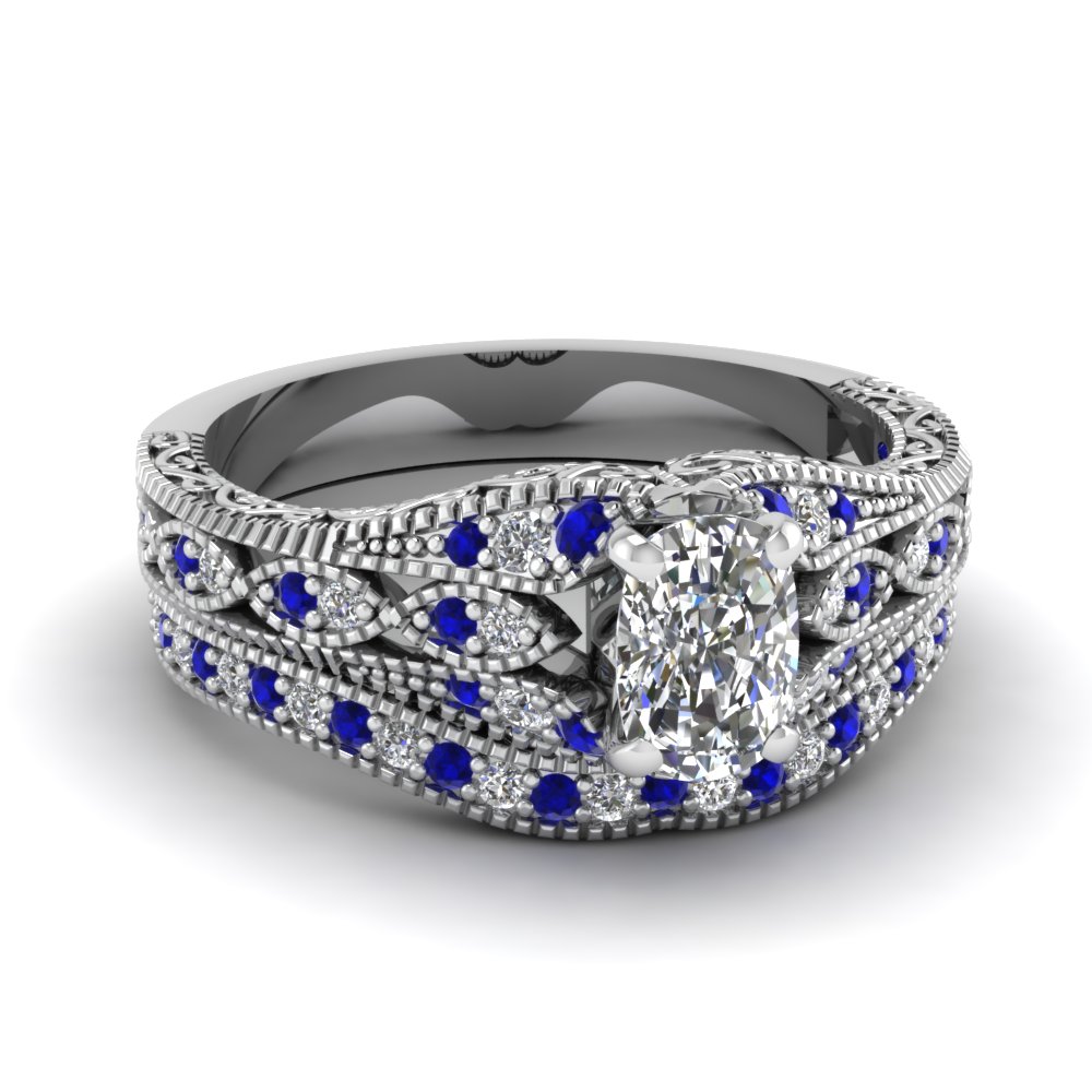 Antique Sapphire Bridal Ring Set
