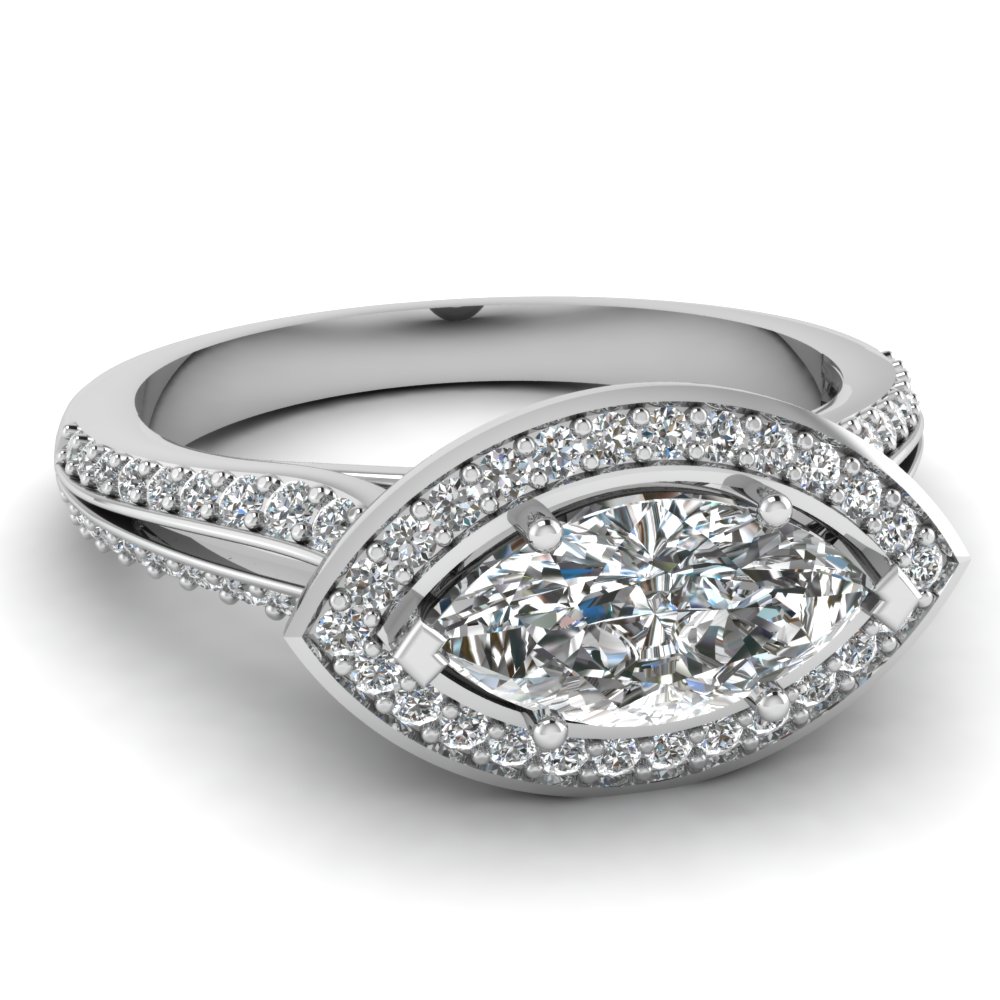 White Gold Marquise White Diamond Engagement Wedding Ring