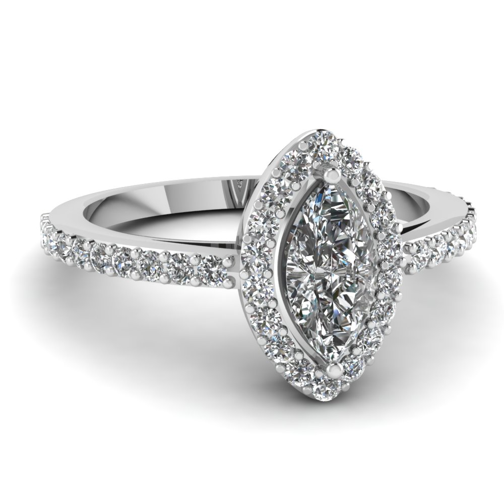 Marquise Shaped Halo Engagement Rings