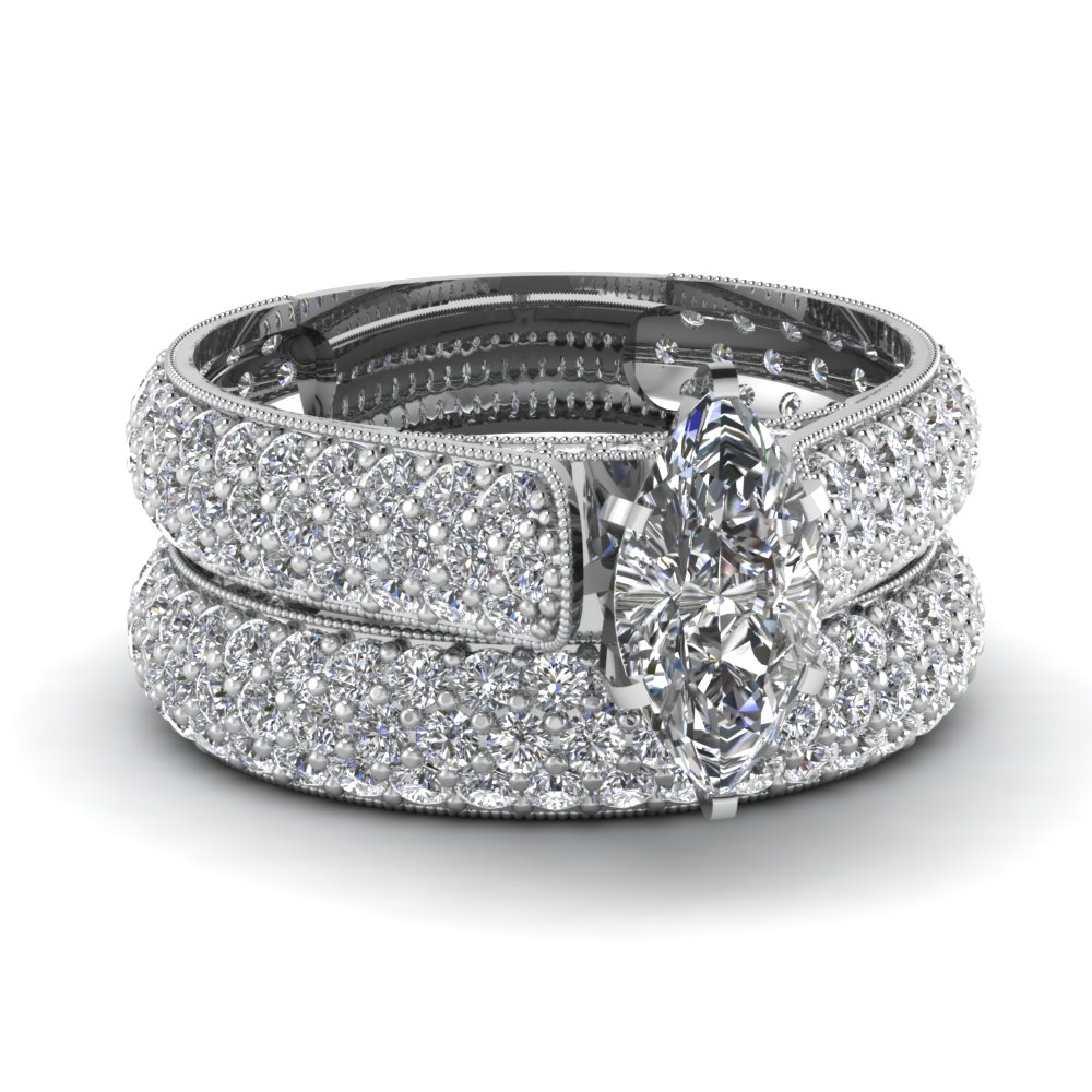 14k White Gold Diamond Cluster Engagement Ring - Unusual ...