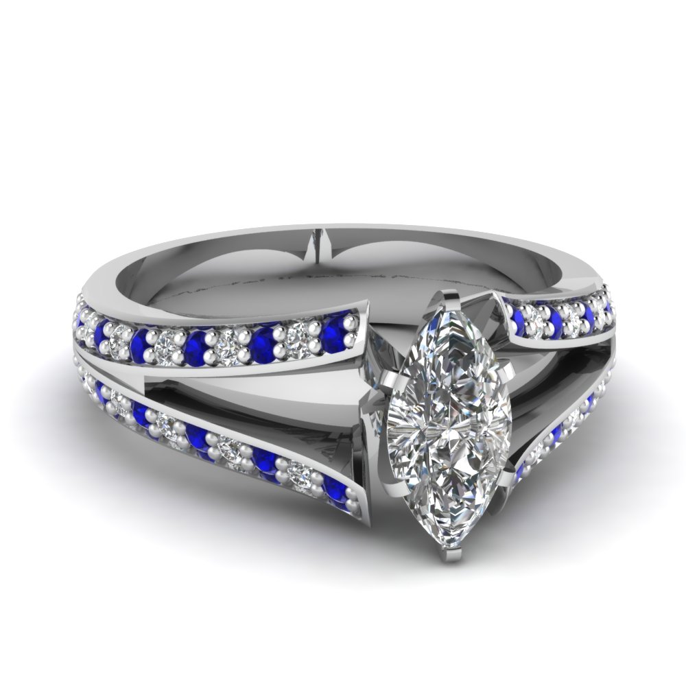 Pave Split Shank Diamond Engagement Ring