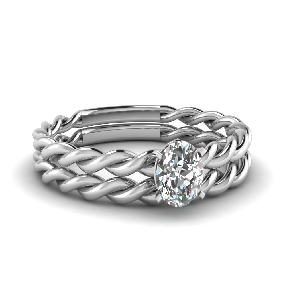 Twisted Rope Wedding Ring Set