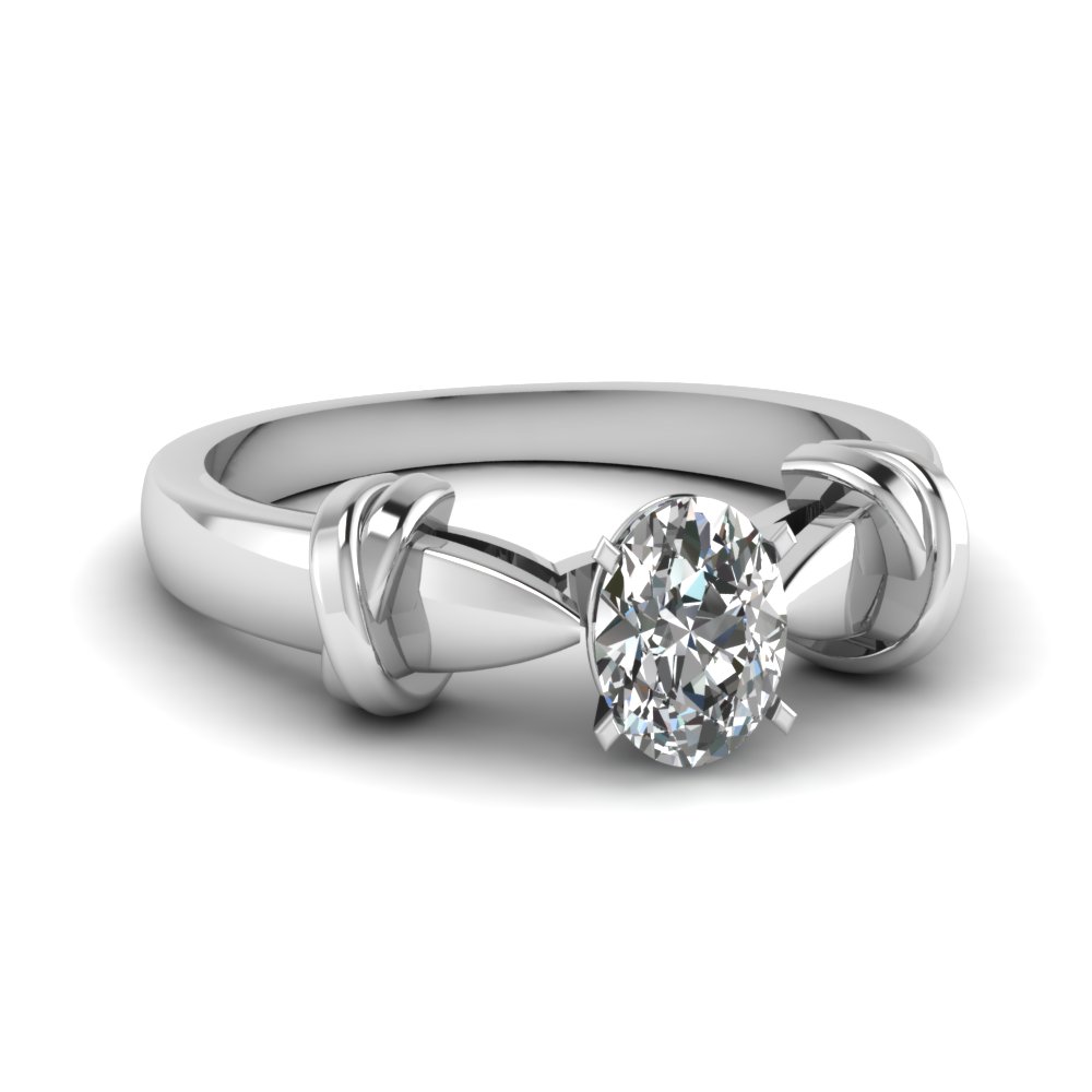 White Gold Oval Shaped Solitaire Rings