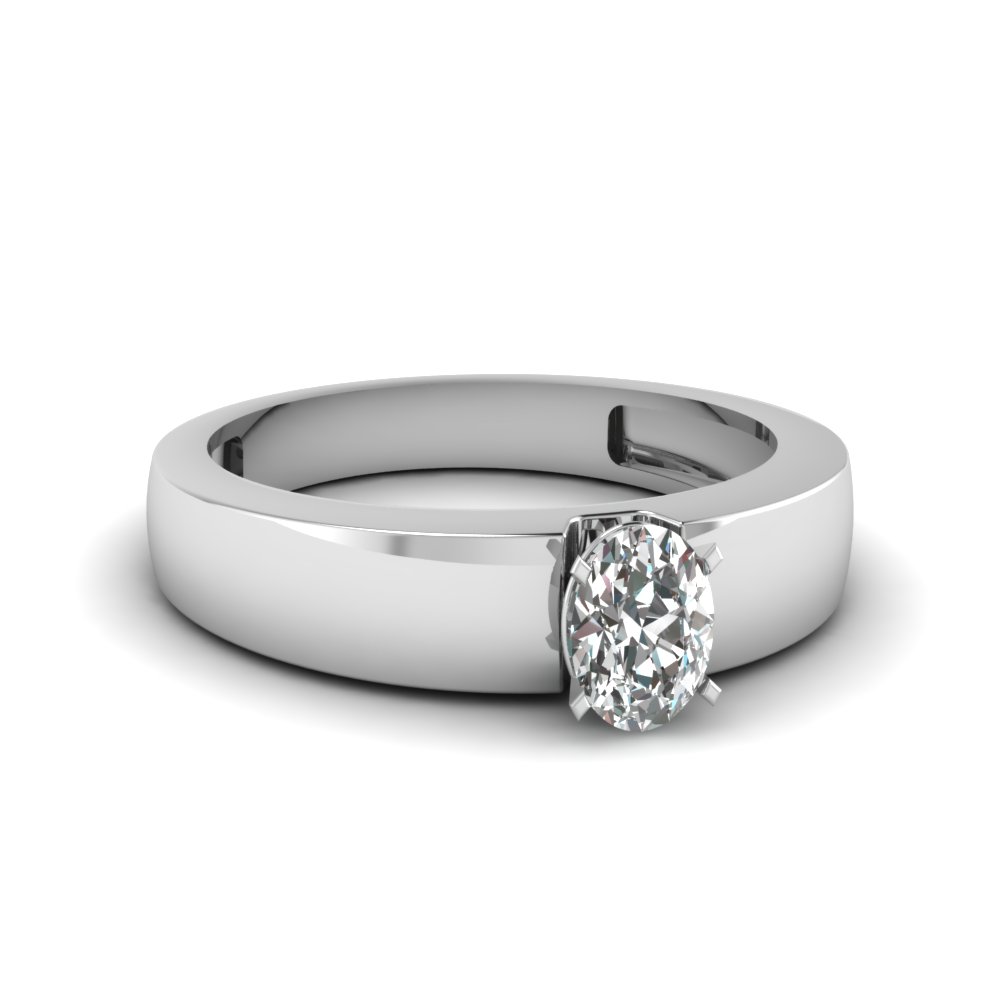 Thick Band Oval Solitaire Ring