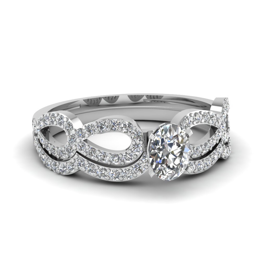 Infinity Oval Diamond Wedding Set