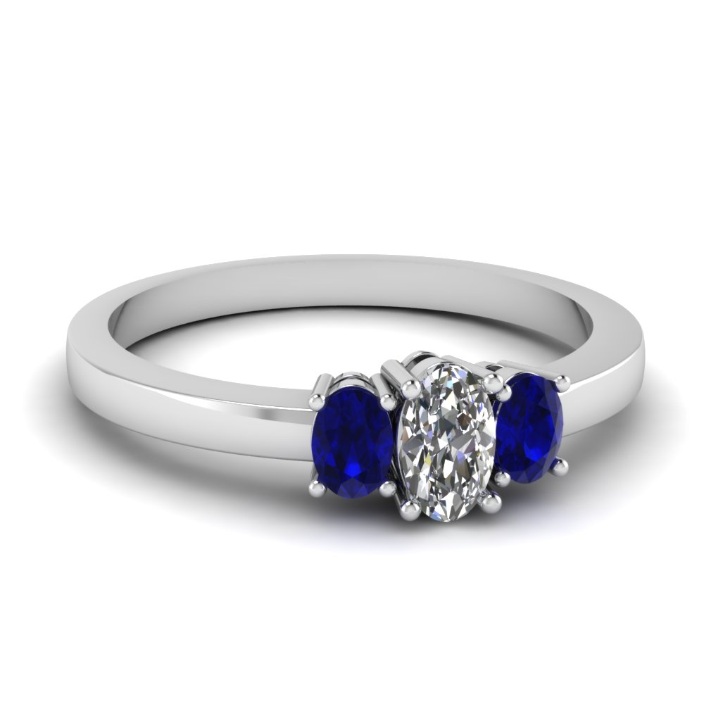Tri Oval Diamond & Sapphire Ring