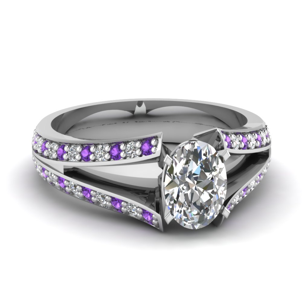 Pave Split Shank Diamond Engagement Ring