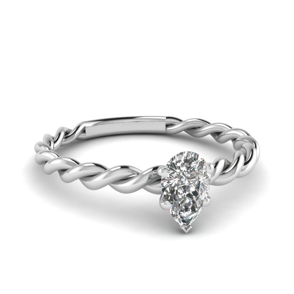 Twisted Rope Pear Diamond Ring