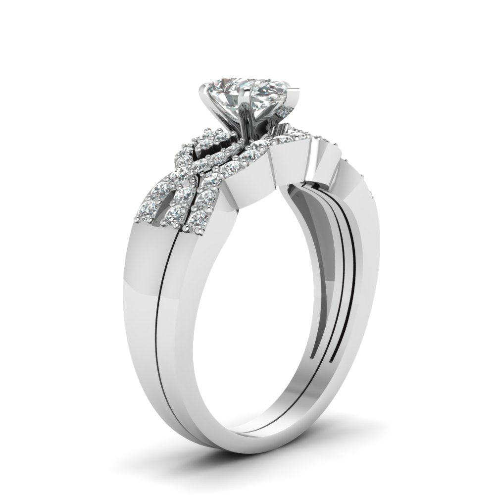 Intertwined Pear Shaped Diamond Bridal Set In 14K White Gold ...