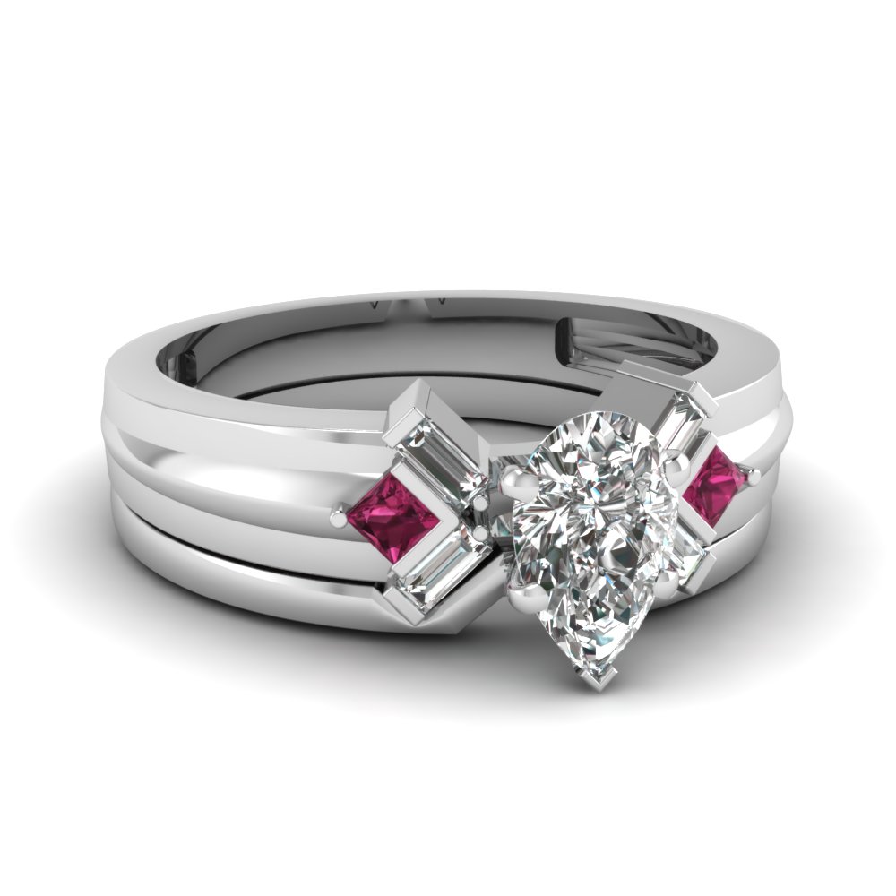 pink and black wedding ring sets pear shaped diamond wedding ring sets with pink sapphire - Pink And Black Wedding Ring Set pink and black wedding ring sets pear shaped diamond wedding ring sets with pink sapphire - Pink And Black Wedding Ring Set