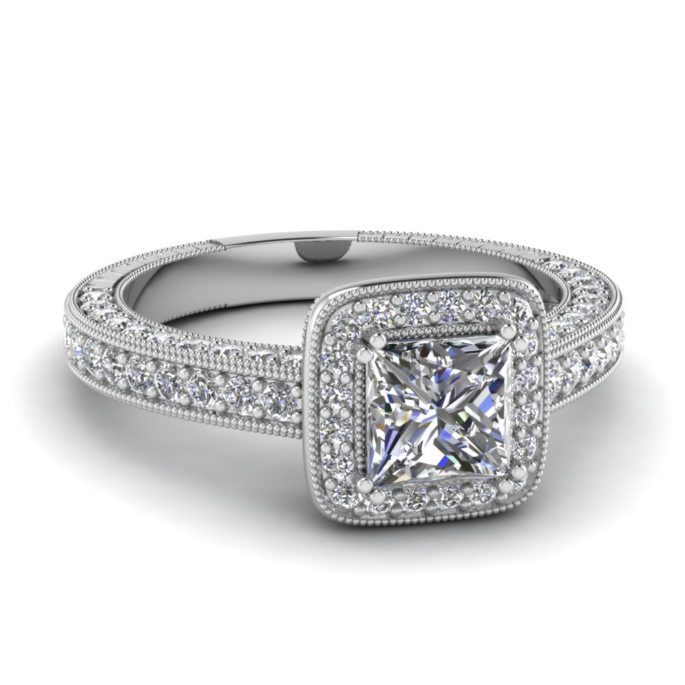 Beautiful Antique Looking Diamond  Princess Cut  Engagement  