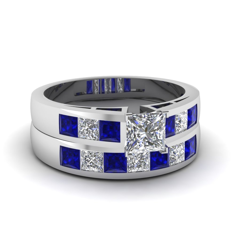 White Gold Princess White Diamond Engagement Wedding Ring With 
