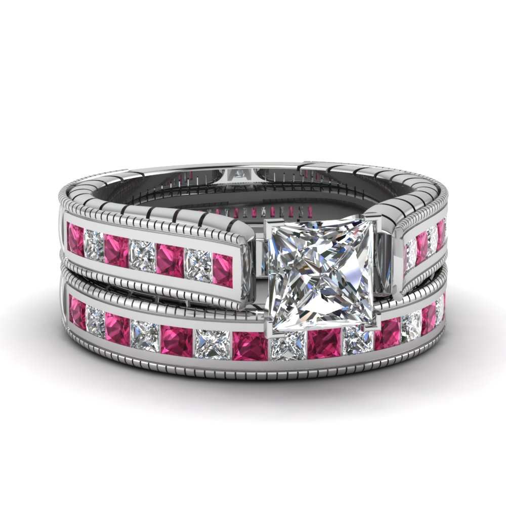 pink sapphire princess cut engagement rings