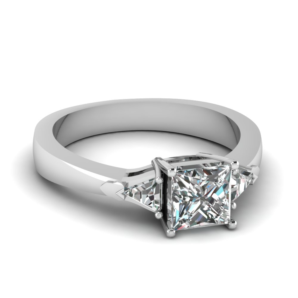 3 stone trillion tapered princess cut engagement ring in FDENR2980PRR NL WG