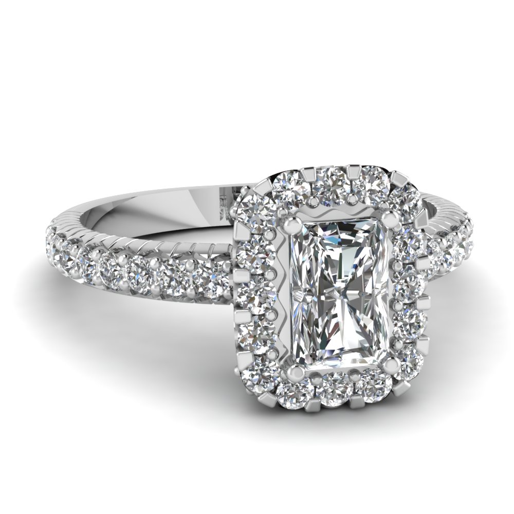 Halo Engagement Rings With Radiant Cut Diamond